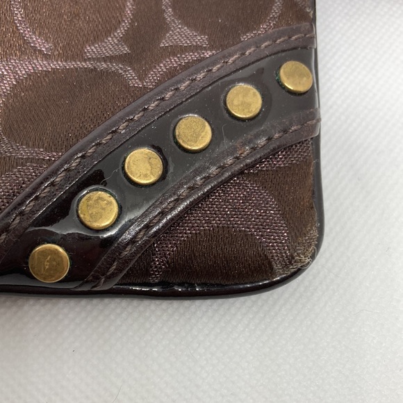 Studded Brown Coach Wristlet - Picture 4 of 5